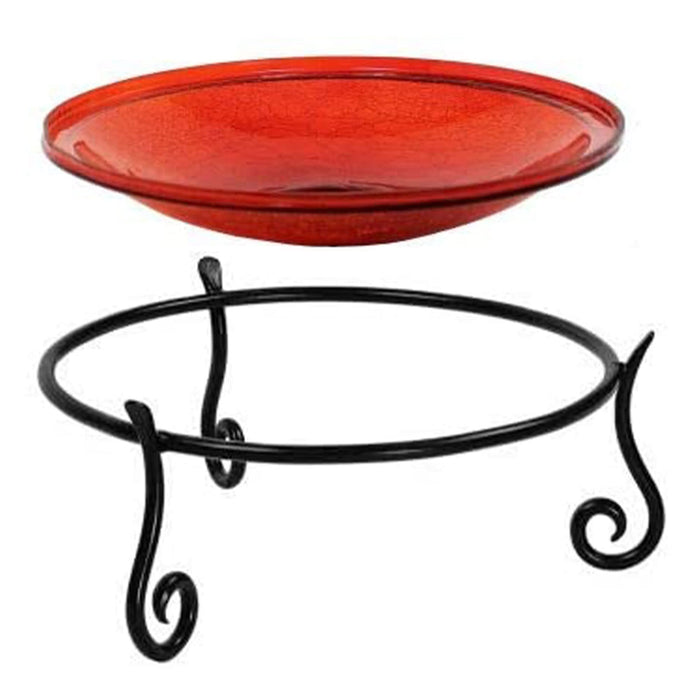 Achla Designs 14" Red Crackle Birdbath- Short Stand II