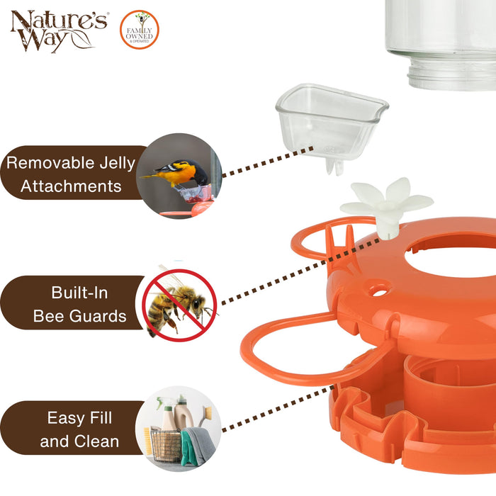 ORANGE BLOSSOM GLASS ORIOLE FEEDER