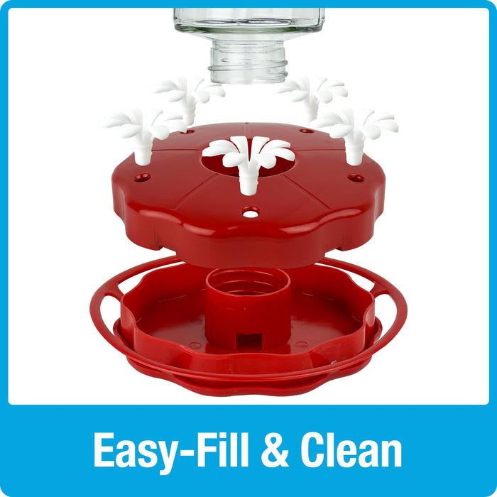 SCARLET SWIRL GLASS HUMMINGBIRD FEEDER