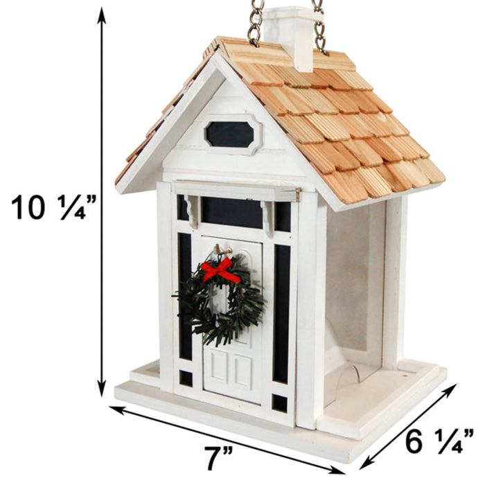 Christmas Cottage Birdfeeder - White
