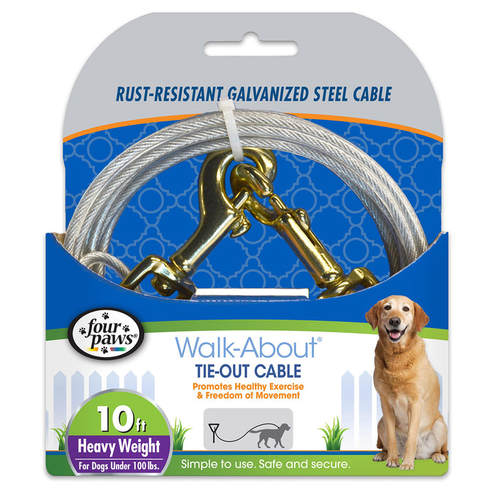 Four Paws Heavy Weight Dog Tie Out Cable, Silver, 10 Feet