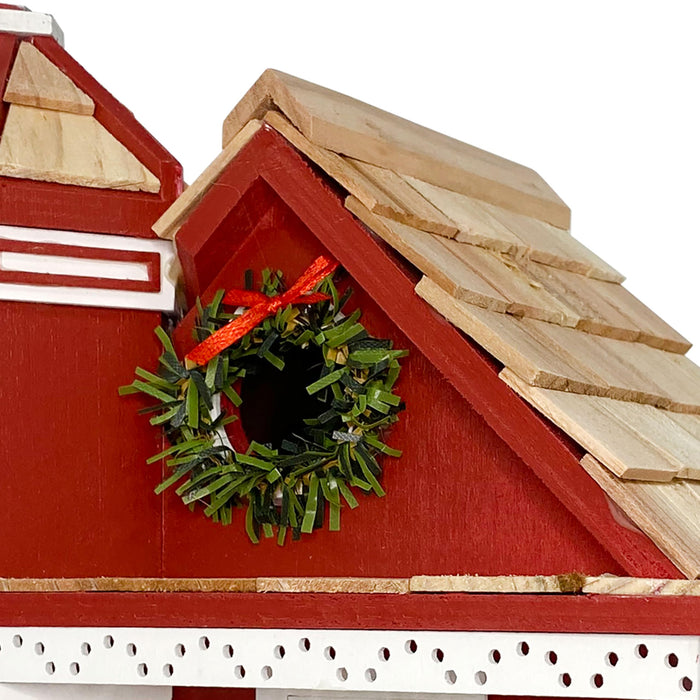 Yuletide Cottage Birdhouse - Red