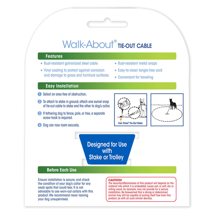 FOUR PAWS WALK-ABOUT TIE-OUT CABLE MEDIUM WEIGHT