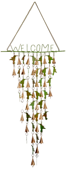 Hummingbird Welcome Shimmering Bells Hanging