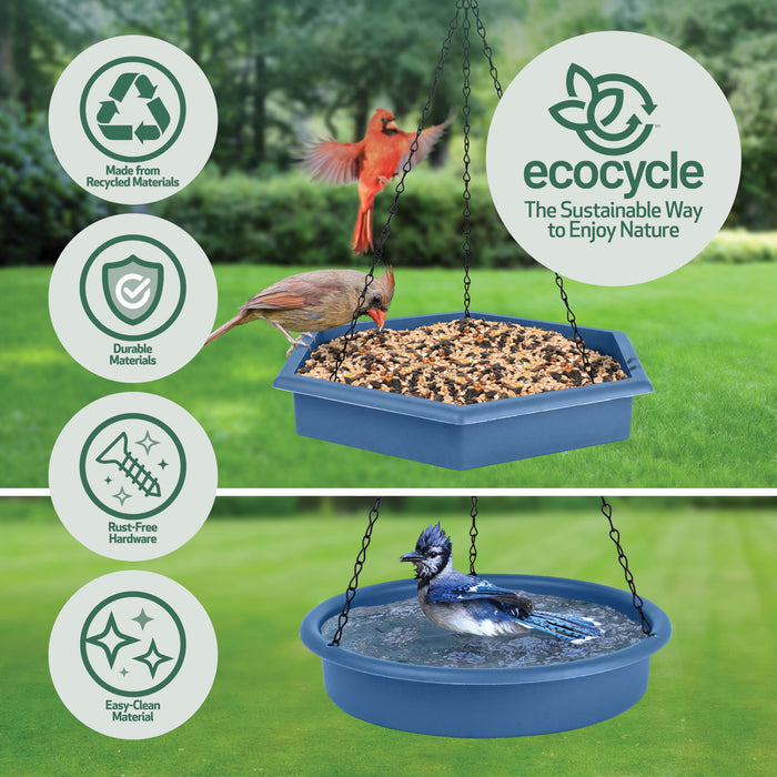 ECOCYCLE COMBO CAFE 2-N-1 BIRD FEEDER & BIRD BATH