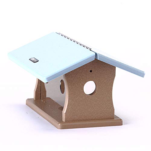 Birds Choice SNBBF Recycled Bluebird Feeder, Bird Feeders, 13-1/2"L X 10-1/4"W X 8"H, Taupe w/ Blue Roof