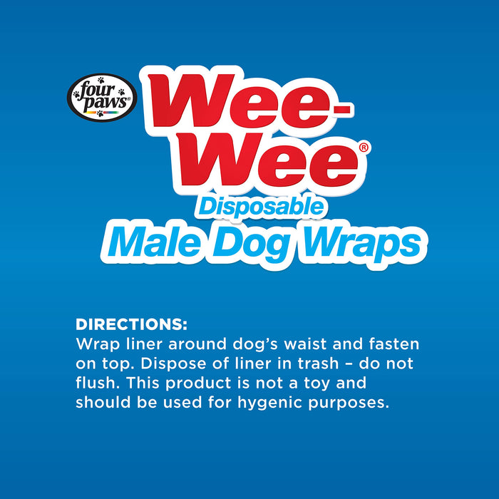 WEE-WEE DISPOSABLE MALE DOG WRAPS