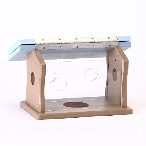 Birds Choice SNBBF Recycled Bluebird Feeder, Bird Feeders, 13-1/2"L X 10-1/4"W X 8"H, Taupe w/ Blue Roof