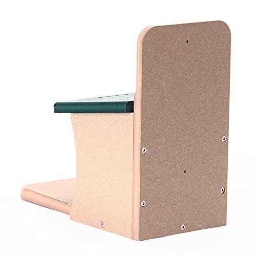 Birds Choice SNSQ Recycled Squirrel Munch Box, Squirrel Feeders, 7-3/16"L X 12-3/8"W X 11-5/8"H, Taupe w/ Green Roof