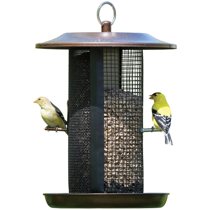 BELOVED BRONZE DUAL-CHAMBER METAL MESH BIRD FEEDER