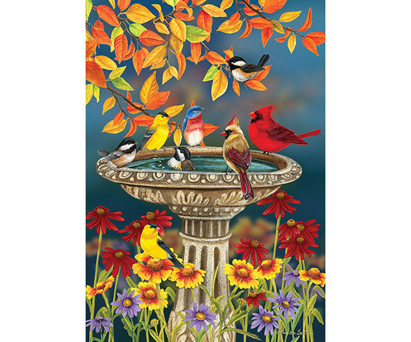 Fall Bird Bath Garden Flag