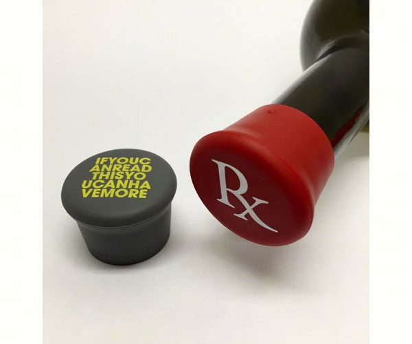 CapaBunga CAPAU2P203 Rx & ifyoucanreadthisyoucanhavemore Reusable Silicone Wine Bottle Cap