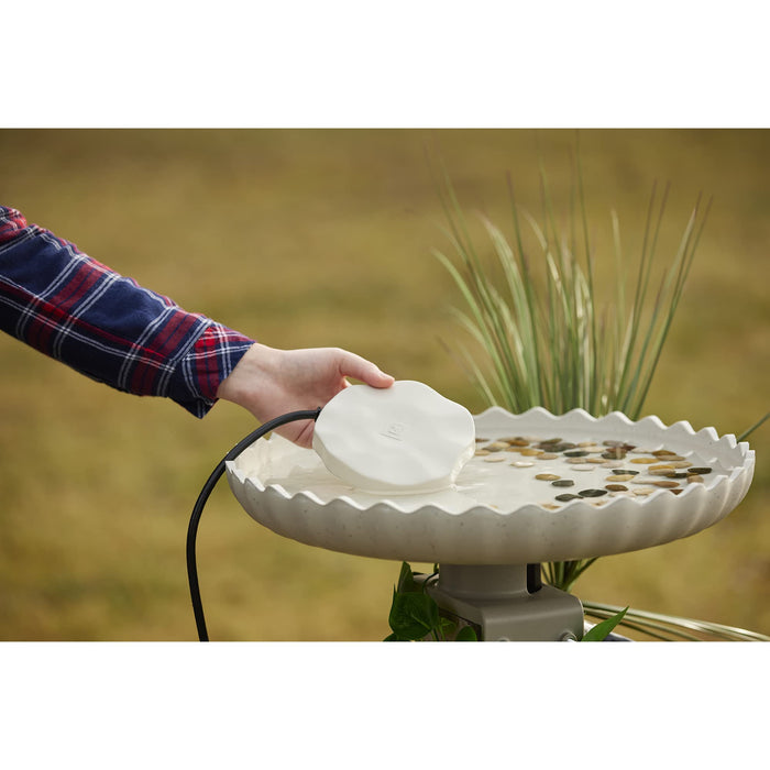 Farm Innovators HR-75 Outdoor Premium Cast Aluminum Decorative Heated Rock Automatic Bird Bath De-Icer for Harsh Winters, 75 Watts, Beige