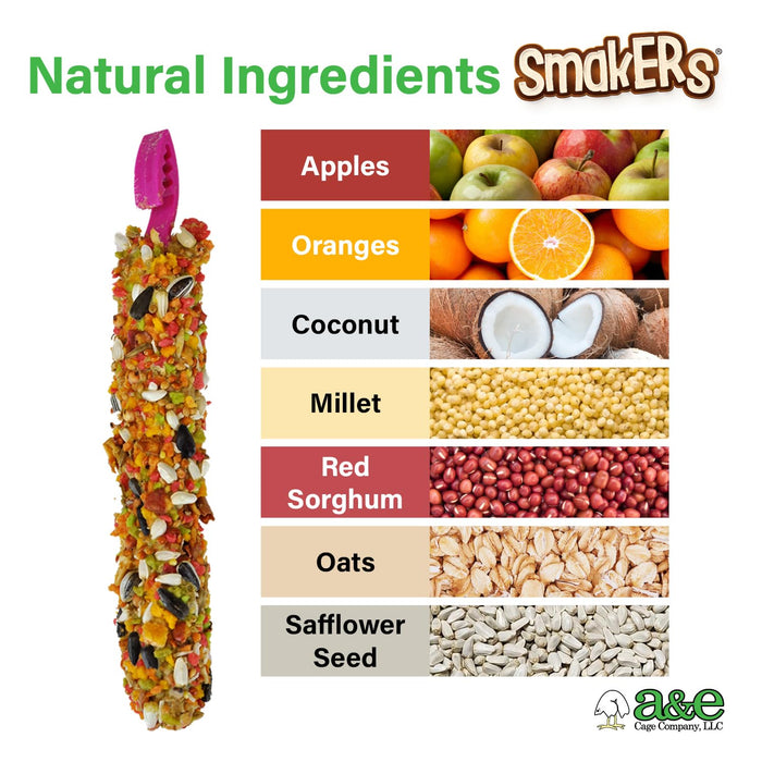 Vitapol Smakers by A&E Cage Co Company Treat Sticks for Cockatiels - Natural Hanging Foraging Snack with Real Orange for Cockatiels, Lovebirds & Medium Hookbills