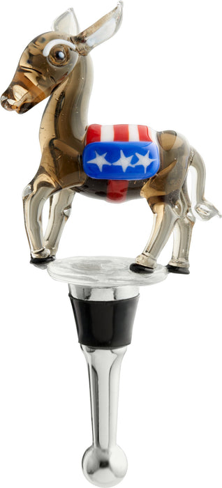 LS Arts Glass Democrat Donkey Bottle Stopper