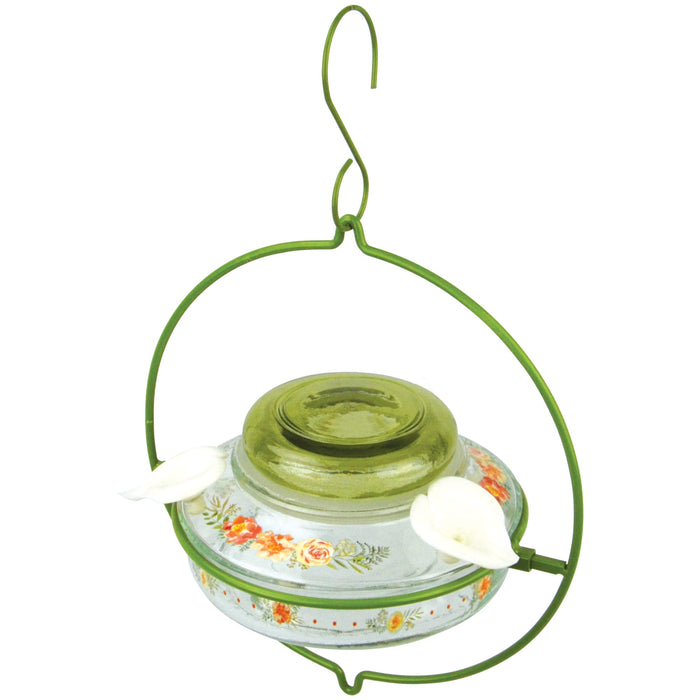 Decorative Glass Top Fill Hummingbird Feeder Gardenia Bouquet