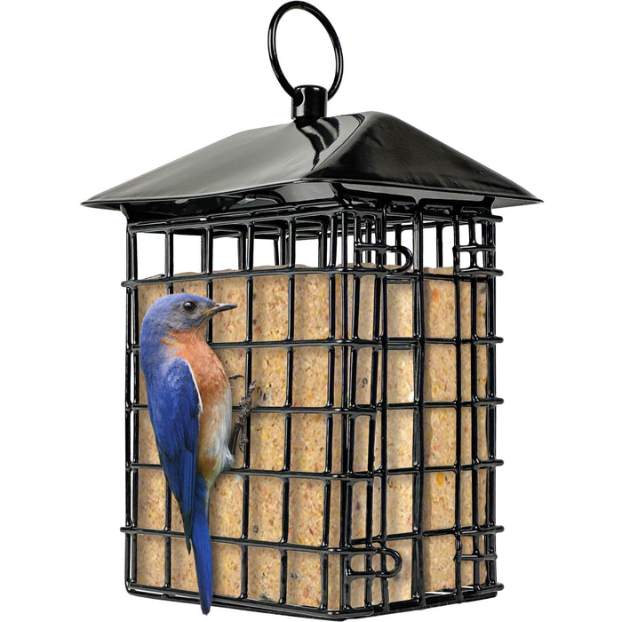 METAL SUET CAGE BIRD FEEDER W/ ROOF