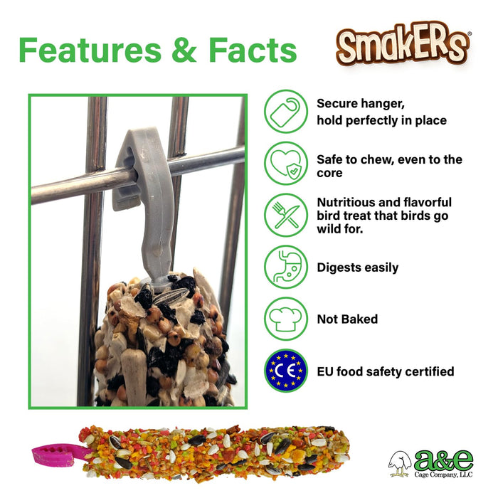 Vitapol Smakers by A&E Cage Co Company Treat Sticks for Cockatiels - Natural Hanging Foraging Snack with Real Orange for Cockatiels, Lovebirds & Medium Hookbills