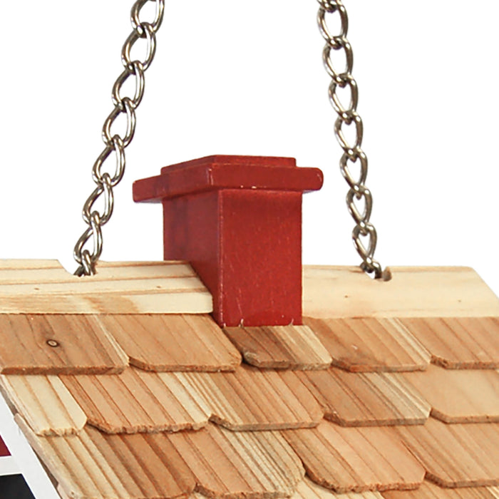 Christmas Cottage Birdfeeder - Red