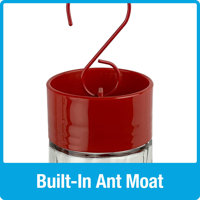 SCARLET SWIRL GLASS HUMMINGBIRD FEEDER