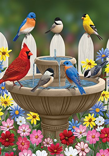 Bird Bath Gathering Garden Flag