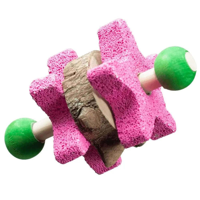 NIBBLES PUMICE STAR DUMBBELL W/WOODEN BLOCKS CHEW