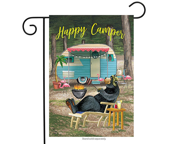 Happy Camper Bear Garden Flag