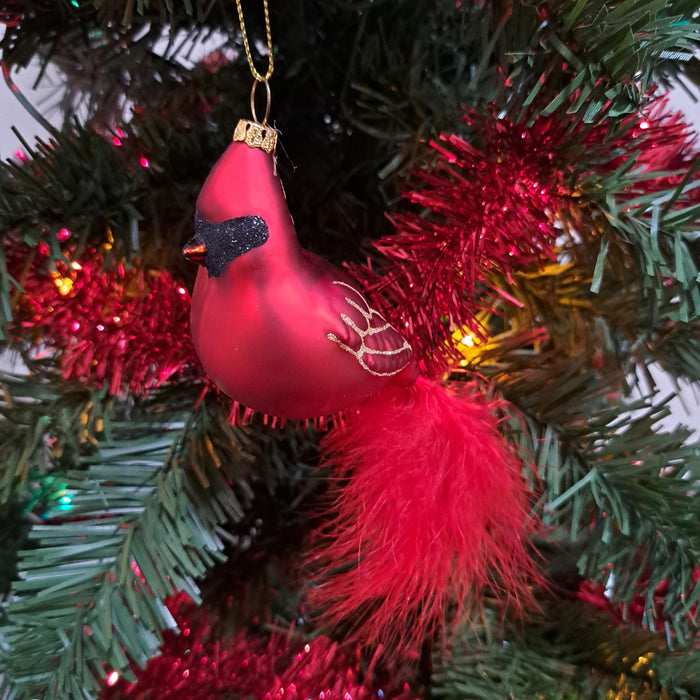 Cobane Studio  Cardinal with Feather Tail Ornament