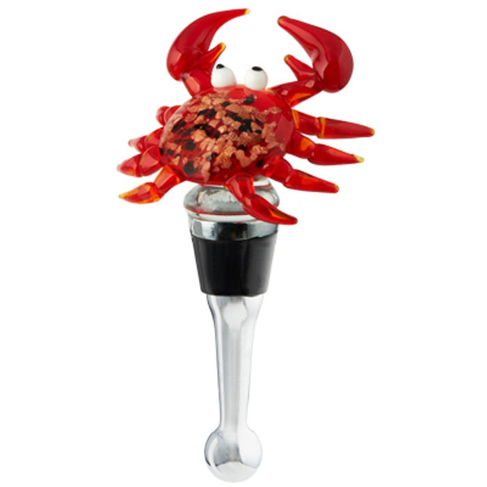 LS Arts Glass Red Crab Bottle Stopper