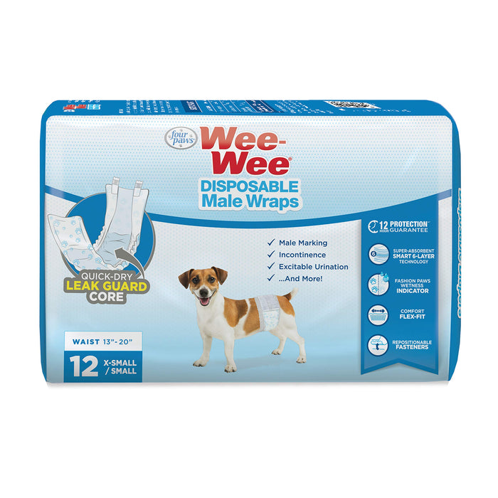 WEE-WEE DISPOSABLE MALE DOG WRAPS