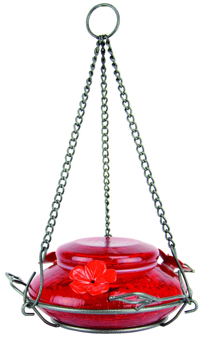 Modern Top Fill Red Crackle Hummingbird Feeder