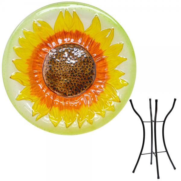 Sunflower Bird Bath with Stand