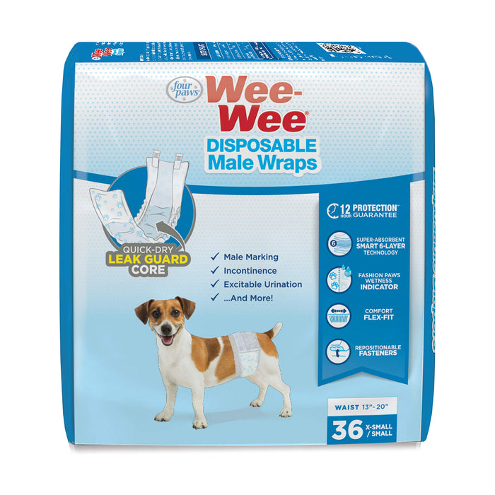 WEE-WEE DISPOSABLE MALE DOG WRAPS