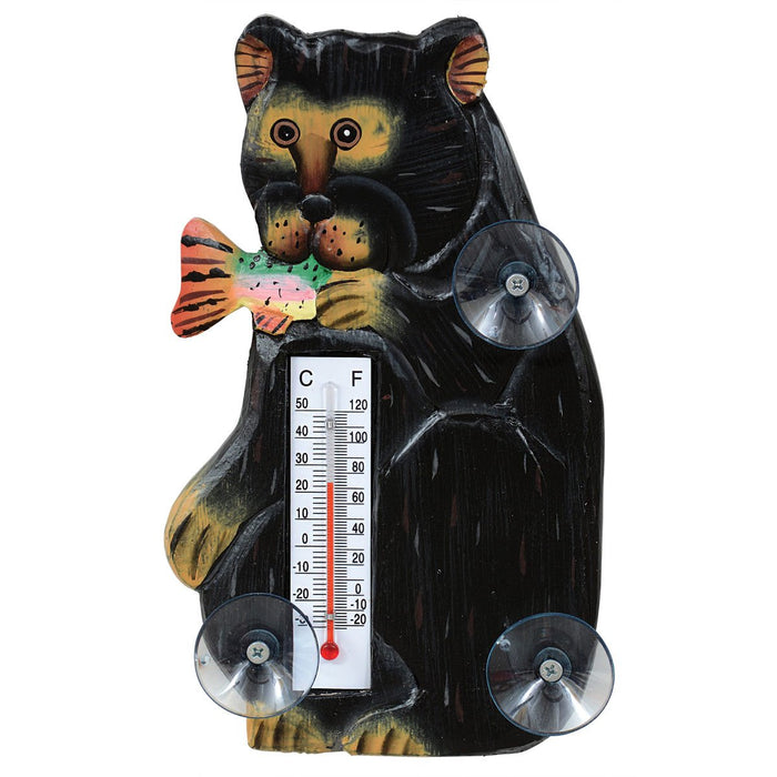 Bobbo from Songbird Essentials Black Bear with Trout Small Window Thermometer