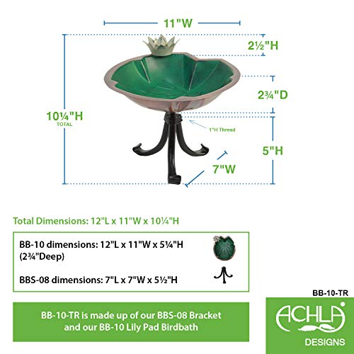 Achla Designs Lilypad Birdbath- Tripod Stand