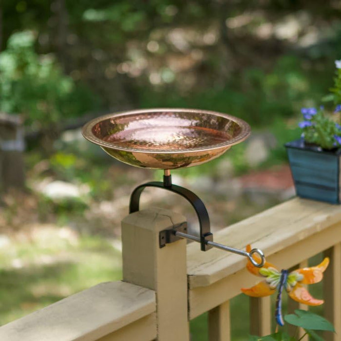 Achla Designs Hammered Copper Birdbath w/Rim- Over Rail Bracket