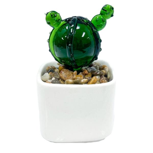 LS Arts Milano Art Glass Barrel Cactus Plant