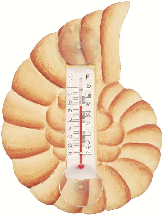Bobbo from Songbird Essentials Brown Nautilus Shell Small Window Thermometer