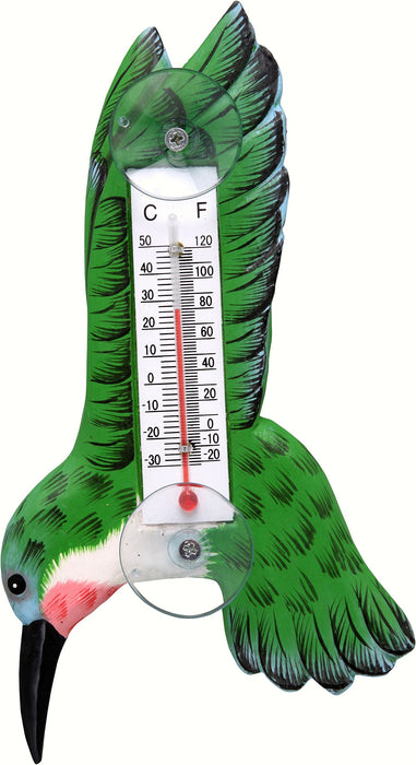 Bobbo from Songbird Essentials Hummingbird with Upright Wings Small Window Thermometer