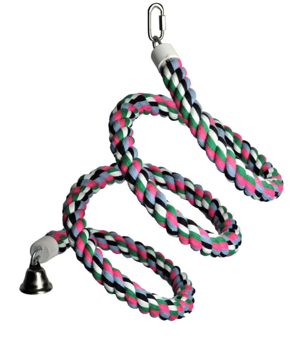 HAPPY BEAKS COTTON ROPE BOING W/BELL BIRD TOY