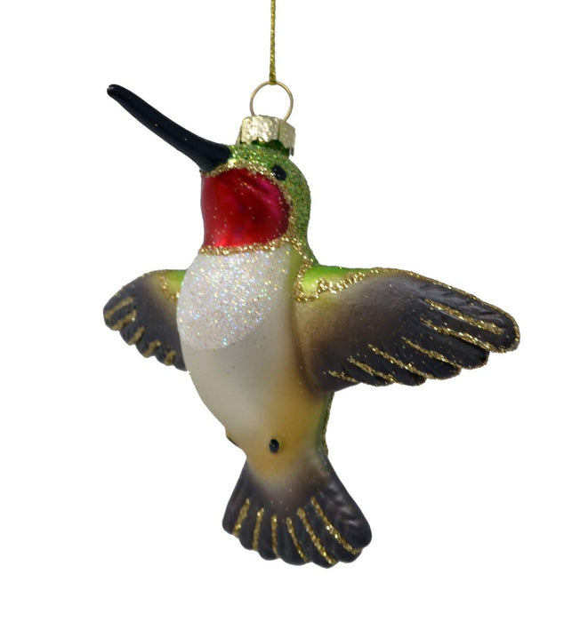 Cobane Studio  Male Ruby Throated Hummingbird Flying Ornament
