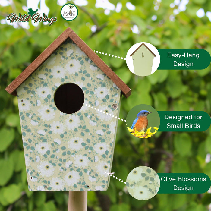 DECORATIVE BLUEBIRD HOUSE - OLIVE BLOSSOMS