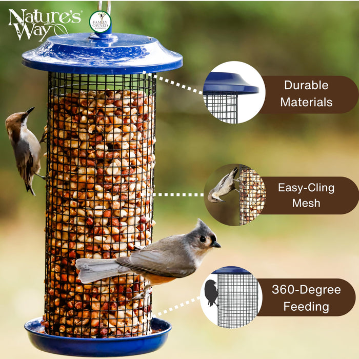 COBALT METAL MESH MIXED SEED AND PEANUT FEEDER
