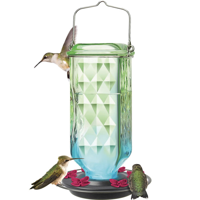 SEAFOAM OMBRE COLUMN ANTIQUE HUMMINGBIRD FEEDER