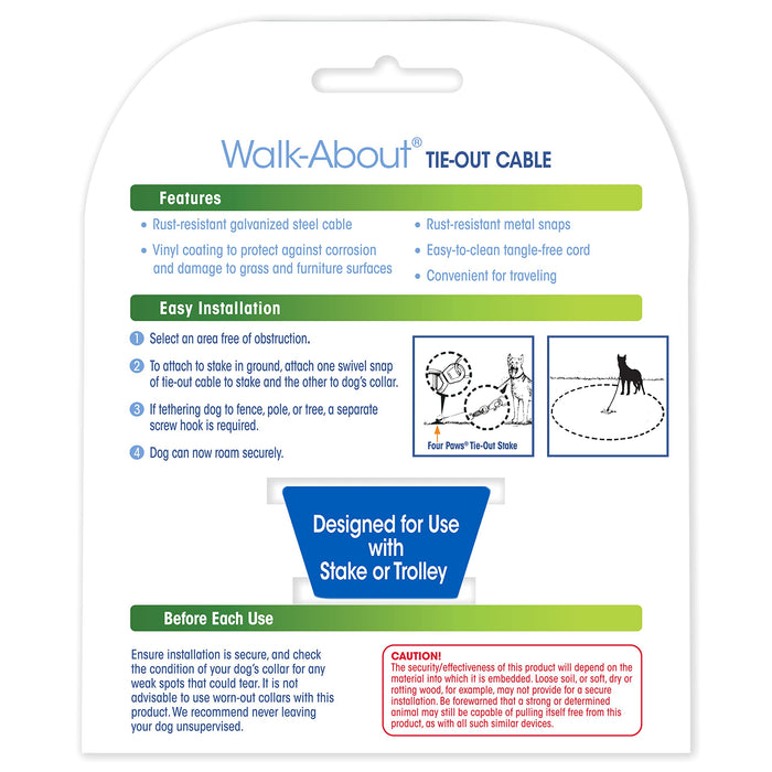 FOUR PAWS WALK-ABOUT TIE-OUT CABLE MEDIUM WEIGHT