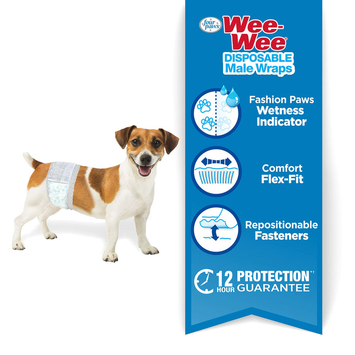 WEE-WEE DISPOSABLE MALE DOG WRAPS