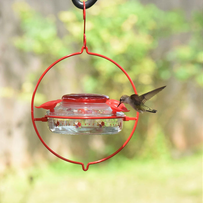 Nature's Way Bird Products Decorative Glass Top-Fill Hummingbird Feeder - Crimson Corsage (DTHF1)