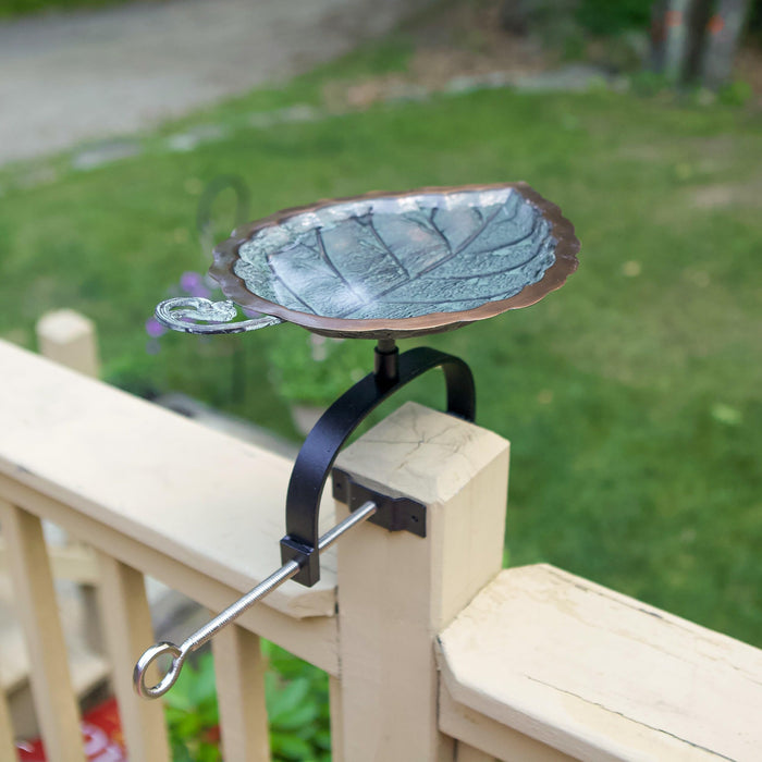 Achla Designs Aspen Leaf Birdbath- Over Rail Bracket