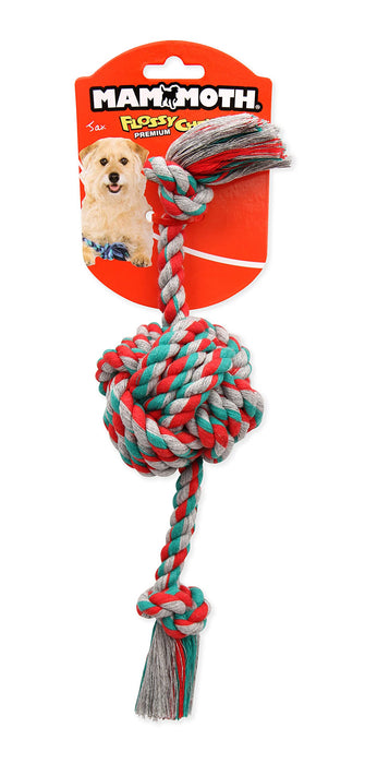 Mammoth Flossy Chews Monkey Fist Ball w/Rope Ends – Premium Cotton-poly Rope Tug Toy for Dogs – Interactive Dog Tug Toy – Dog Toy with Rope Ball