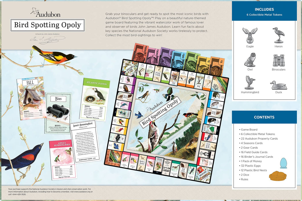 MasterPieces Puzzles Audubon Bird Spotting Opoly Board Game